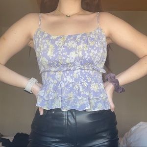 ASTR THE LABEL Purple Floral Tank Top